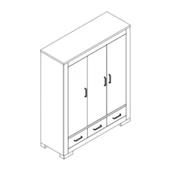 Kidsmill Brent Kledingkast 3-Deurs Wit