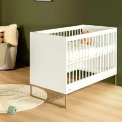Kidsmill Intense II Babykamer Wit / Patinated Brass | Ledikant 60 x 120 cm + Commode