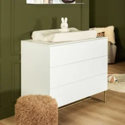 Kidsmill Intense II Babykamer Wit / Patinated Brass | Ledikant 60 x 120 cm + Commode