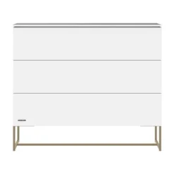 Kidsmill Intense II Babykamer Wit / Patinated Brass | Ledikant 60 x 120 cm + Commode