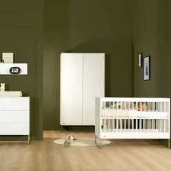 Kidsmill Intense II Babykamer Wit / Patinated Brass | Ledikant 60 x 120 cm + Commode