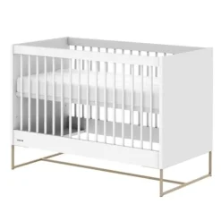 Kidsmill Intense II Babykamer Wit / Patinated Brass | Ledikant 60 x 120 cm + Commode