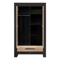 Kidsmill Long Island Kledingkast 2-Deurs Zwart / Oldwood