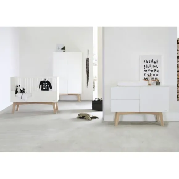 Kidsmill Sixties Babybed Wit Mat / Naturel 60 x 120 cm