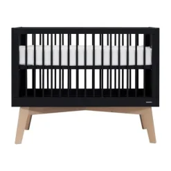 Kidsmill Sixties Babybed Zwart Mat / Naturel 70 x 140 cm