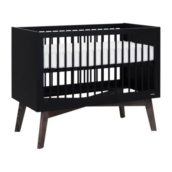 Kidsmill Sixties Babybed Zwart Mat / Walnoot 60 x 120 cm