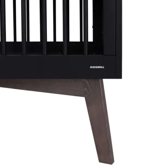 Kidsmill Sixties Babybed Zwart Mat / Walnoot 60 x 120 cm