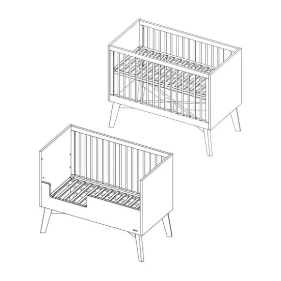 Kidsmill Sixties Babybed Wit Mat / Walnoot 60 x 120 cm