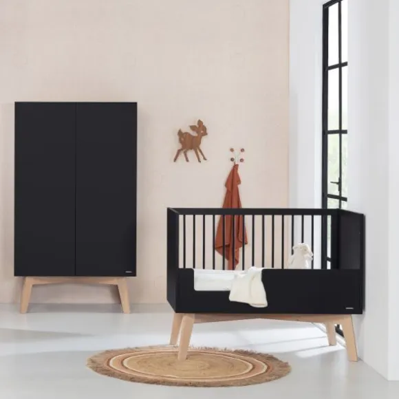 Kidsmill Sixties Babybed Zwart Mat / Naturel 60 x 120 cm