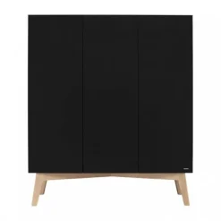 Kidsmill Sixties Kledingkast 3-deurs Zwart Mat / Naturel