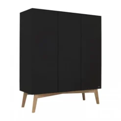 Kidsmill Sixties Kledingkast 3-deurs Zwart Mat / Naturel
