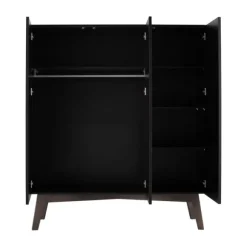Kidsmill Sixties Kledingkast 3-deurs Zwart Mat / Walnoot