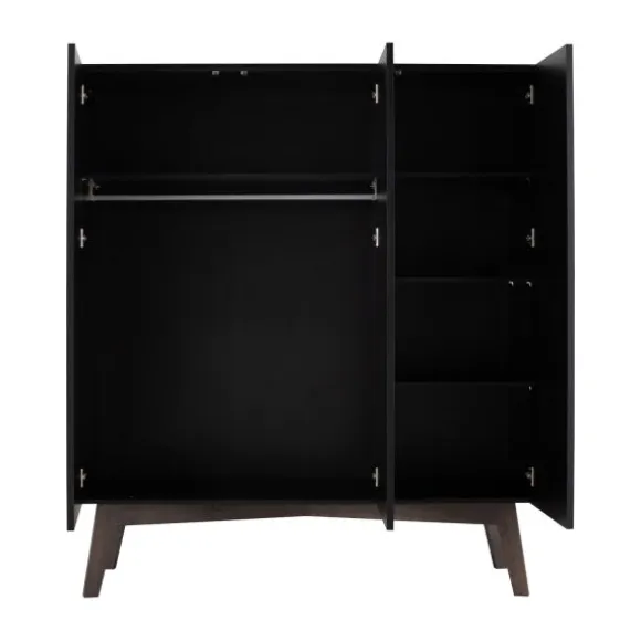 Kidsmill Sixties Kledingkast 3-deurs Zwart Mat / Walnoot