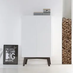 Kidsmill Sixties Kledingkast 2-Deurs Wit Mat / Walnoot