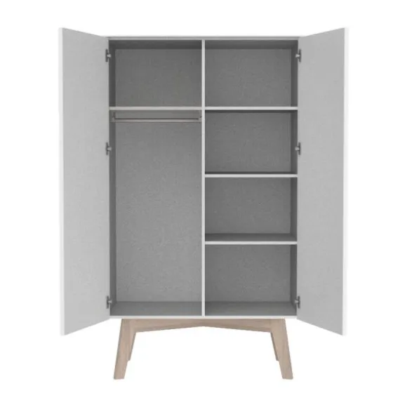 Kidsmill Sixties Kledingkast 2-Deurs Wit Mat / Naturel