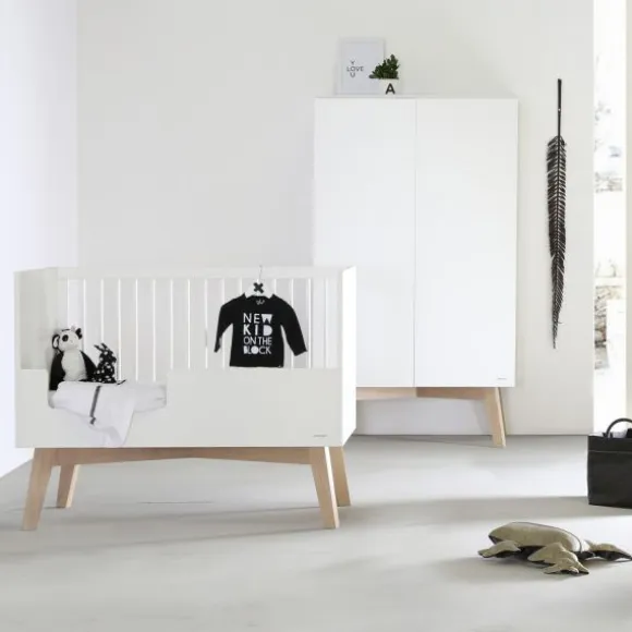 Kidsmill Sixties Kledingkast 2-Deurs Wit Mat / Naturel