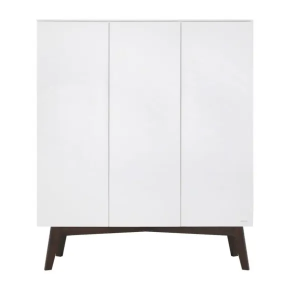 Kidsmill Sixties Kledingkast 3-deurs Wit Mat / Walnoot