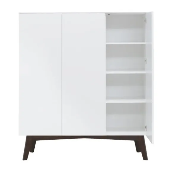 Kidsmill Sixties Kledingkast 3-deurs Wit Mat / Walnoot