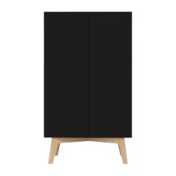 Kidsmill Sixties Kledingkast 2-Deurs Zwart Mat / Naturel