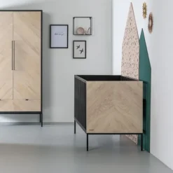 Kidsmill Vince Babybed Black / Oak 70 x 140 cm