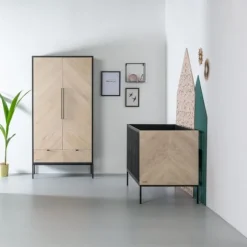 Kidsmill Vince Babybed Black / Oak 70 x 140 cm