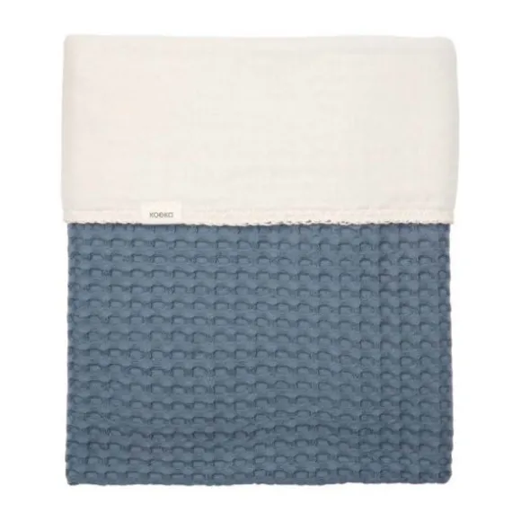 Koeka Amsterdam Wafel Ledikantdeken - maat 100 x 150 - Cotton Fleece - Bluestone