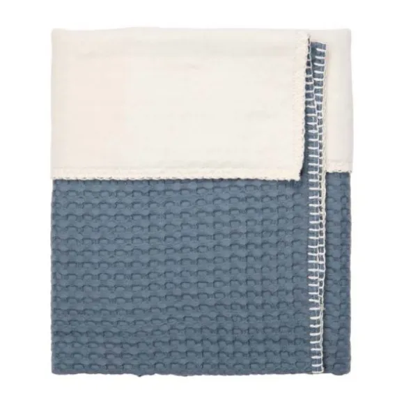 Koeka Amsterdam Wafel Ledikantdeken - maat 100 x 150 - Cotton Fleece - Bluestone