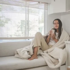 Koeka Oslo Teddy Eenpersoonsdeken - Wafel - Natural / Pebble