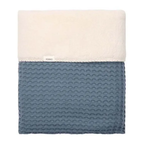 Koeka Oslo Wiegdeken - Maat 100 x 75 - Wafel/Teddy - Bluestone