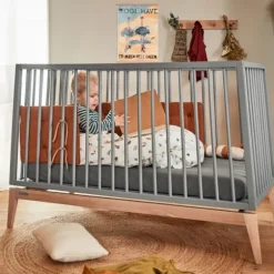 Leander Luna Babybed Grey / Oak 70 x 140 cm