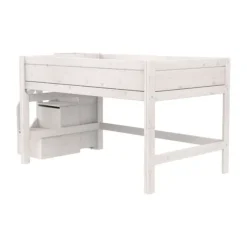 Life Time Halfhoogslaper Premium - White Wash - 120 cm - Met Trapkast