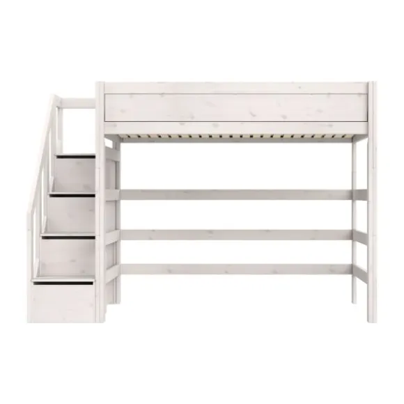 Life Time Hoogslaper Premium - White Wash - 177 cm - 120 cm - Met Trapkast