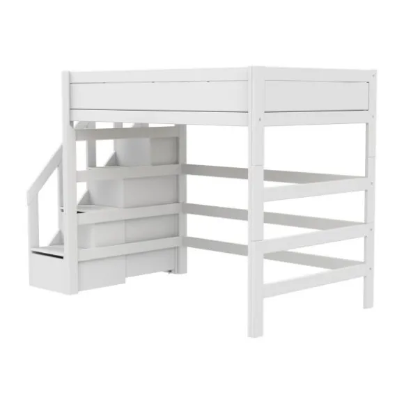 Life Time Hoogslaper Premium - White Wash - 177 cm - 120 cm - Met Trapkast