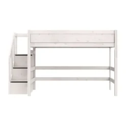 Life Time Hoogslaper Premium - White Wash - 152 cm - Met Trapkast