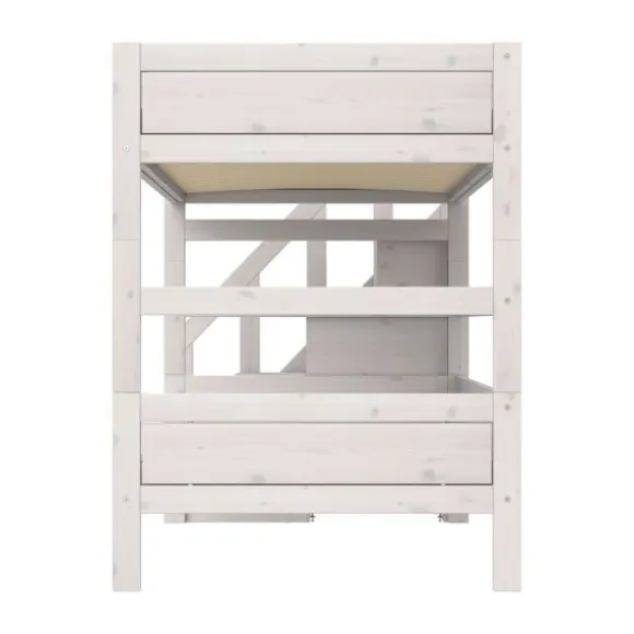 Life Time Stapelbed Deluxe - White Wash - 120 cm - Met Trapkast