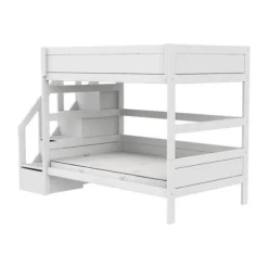 Life Time Stapelbed Deluxe - White Wash - 120 cm - Met Trapkast