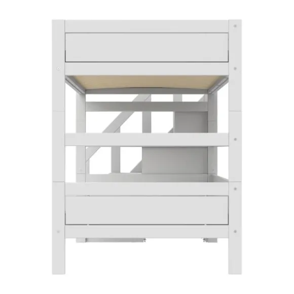 Life Time Stapelbed Deluxe - White Wash - 120 cm - Met Trapkast