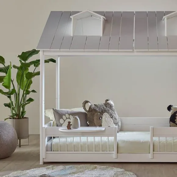 LIFETIME Kidsroom Huisbed Beach House 2‑In‑1 - Premium Rolbodem - Wit