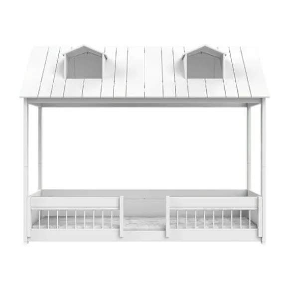 LIFETIME Kidsroom Huisbed Beach House 2‑In‑1 - Premium Rolbodem - Wit