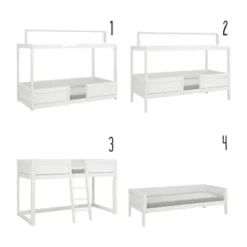 LIFETIME Kidsrooms 4 in 1 Bedcombinatie Incl. Luxe Lattenbodem Wit Gelakt