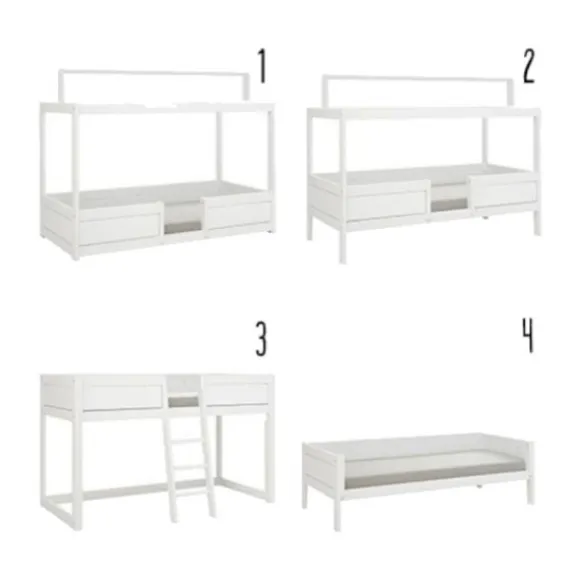 LIFETIME Kidsrooms 4 in 1 Bedcombinatie Incl. Luxe Lattenbodem Wit Gelakt