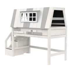 LIFETIME Kidsrooms Halfhoogslaper - My Hangout - Luxe Lattenbodem - Wit Gelakt