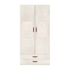LIFETIME Kidsrooms Kledingkast 2-Deurs - 2 Laden - Tussenwand - White Wash
