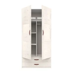 LIFETIME Kidsrooms Kledingkast 2-Deurs - 2 Laden - Tussenwand - White Wash