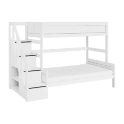 LIFETIME Kidsrooms Stapelbed Family met Trapkast Whitewash 120 x 200 cm