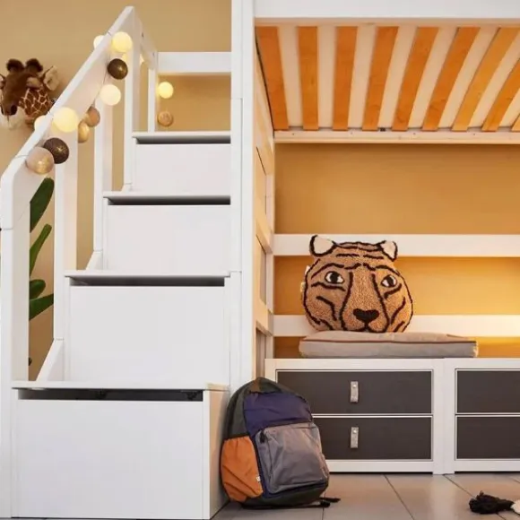 LIFETIME Kidsrooms Hoogslaper met Trapkast – 90×200 cm – Premium Rolbodem