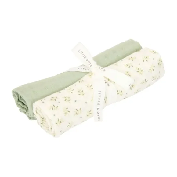 Little Dutch Swaddle Doeken Hydrofiel - Blueberry Leaves & Sage - 70x70 cm
