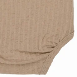 Lodger Seersucker Overslagromper - Korte Mouw - Mt. 56 - Beige