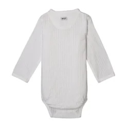 Lodger Seersucker Overslagromper - Lange Mouw - Mt. 62 - Cloud Dancer