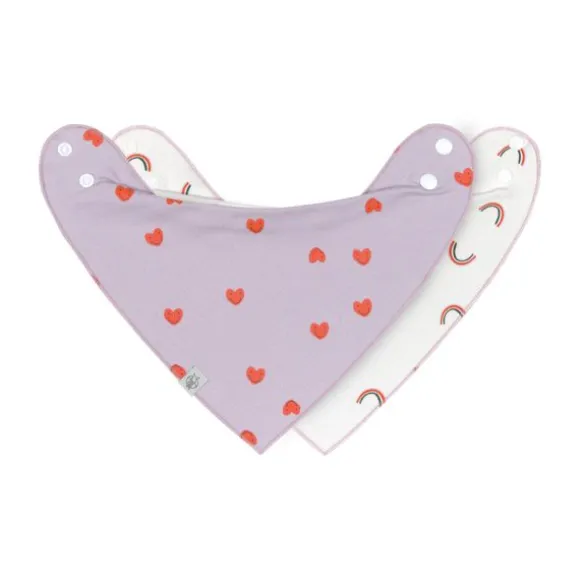 Lässig Bandana Slab - Happy Rascals - Heart Lavender - 2-Pack